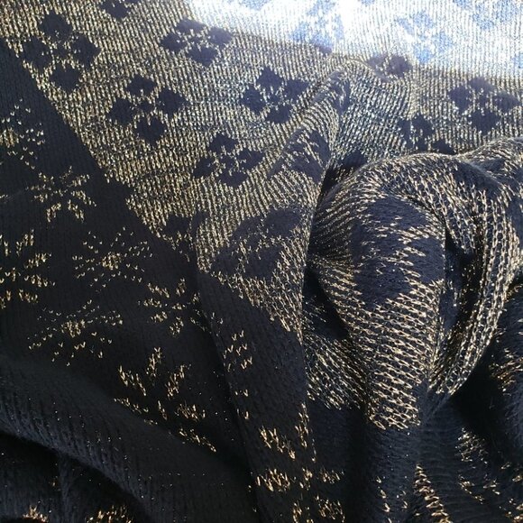 VINTAGE UGLY CHRISTMAS SWEATER-Black Gold Round Neck -SIZE 22W- 1980'S - Picture 10 of 12